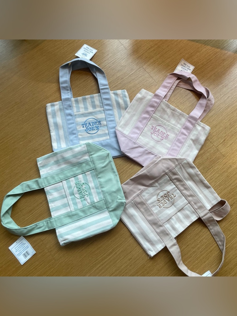 Trader Joe’s Striped Summer Mini Tote Set of 4 Colors